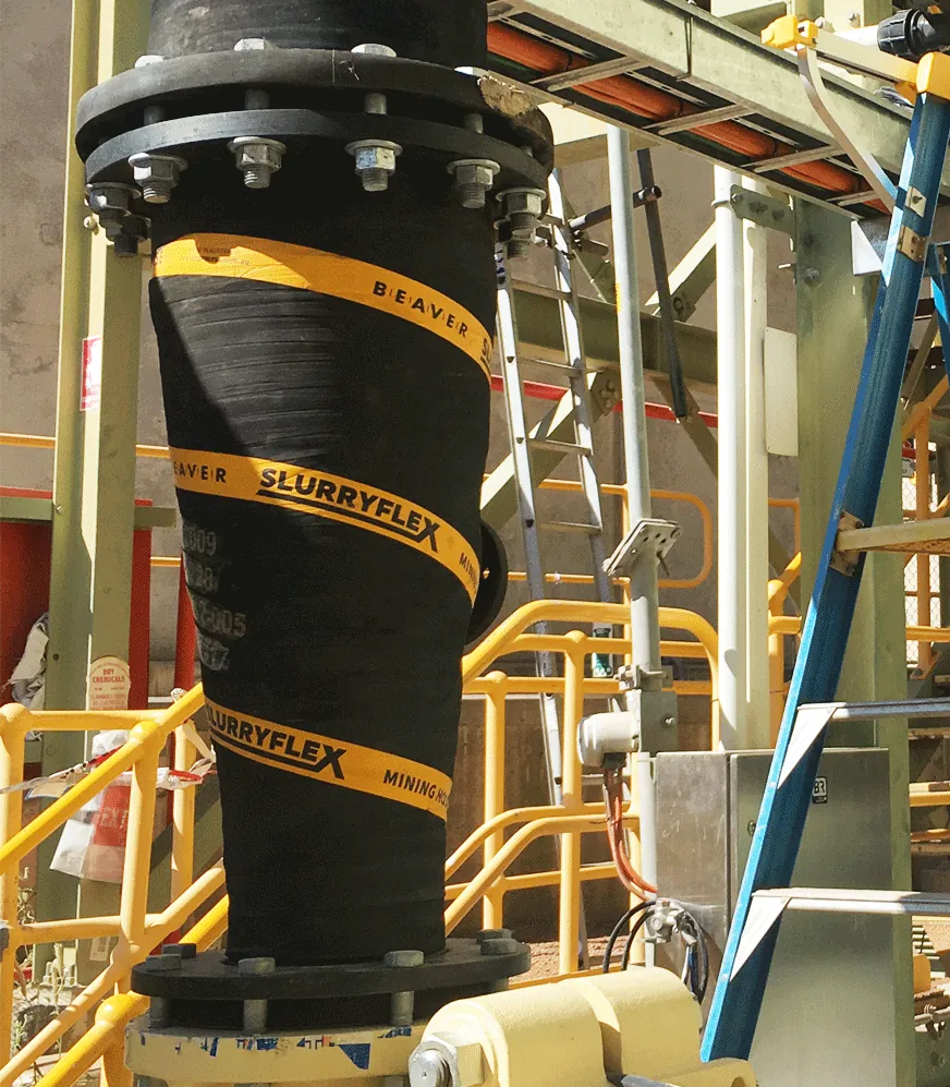 Slurryflex eccentric/concentric reducer hose installed on processing plant