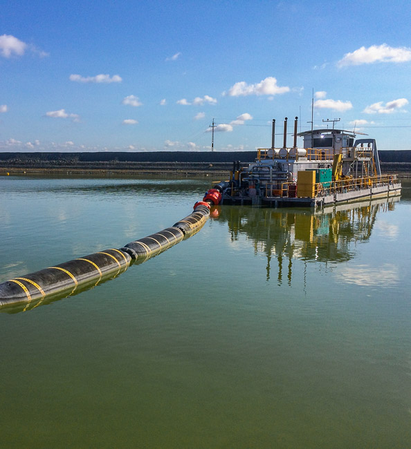 A floating pipeline of our hand made flexible floating hose