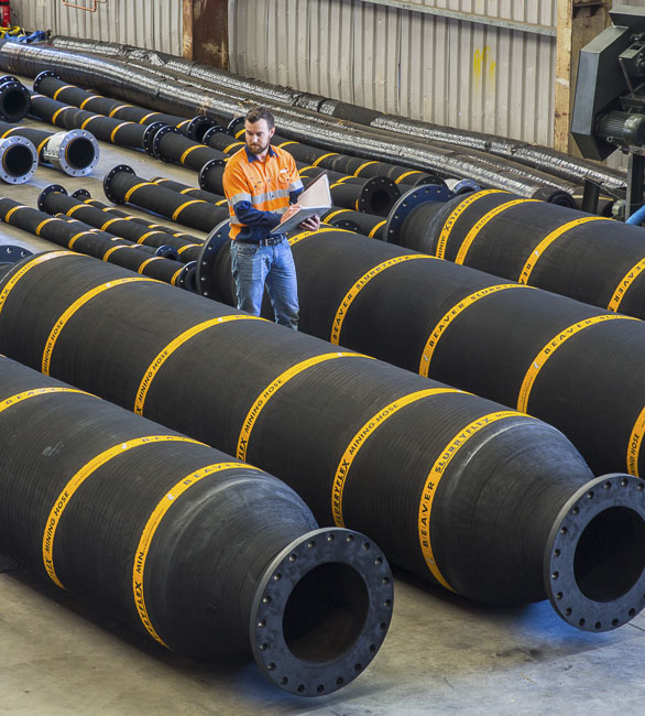 Large rubber dredge hoses for suction and discharge in our factory