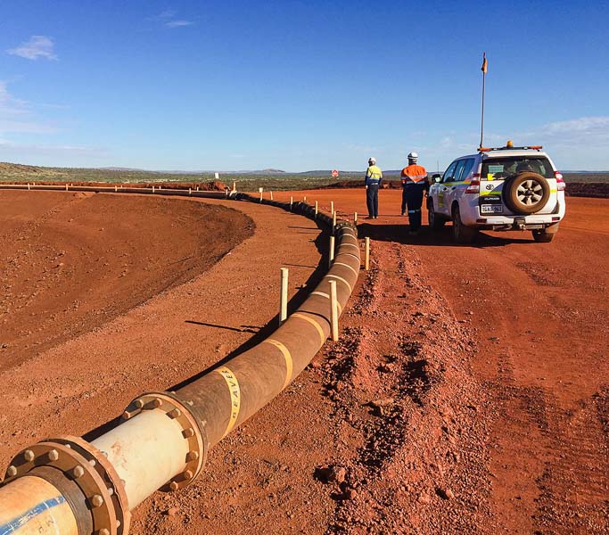 A section of mining hose in an iron ore tailings pipeline