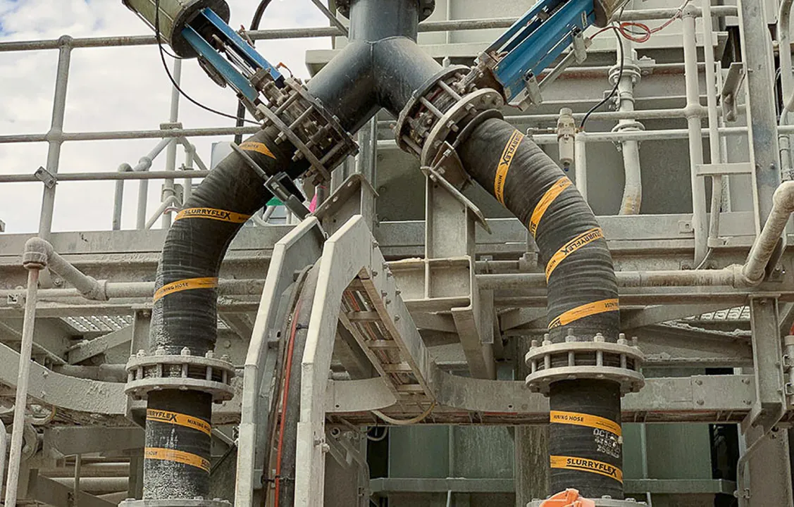 Slurryflex mining hose Y-piece installation at Altura lithium mine
